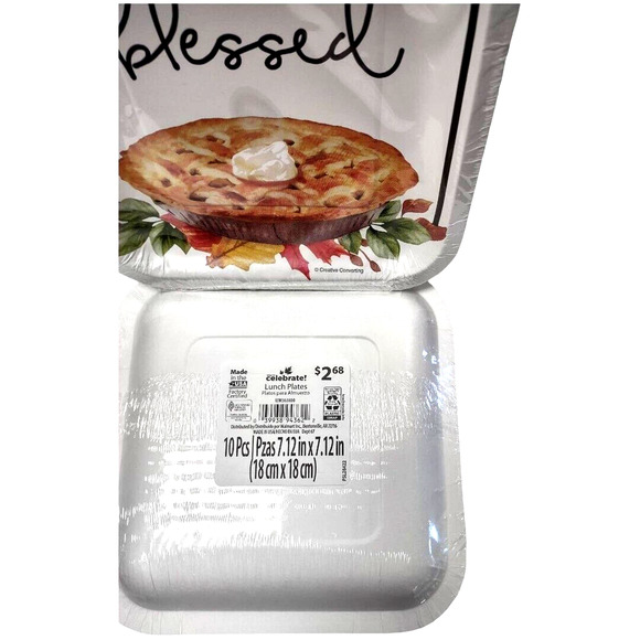 Thanksgiving Holiday Lunch Plate or Craft Accent With Blessed Pie Picture - Picture 4 of 6